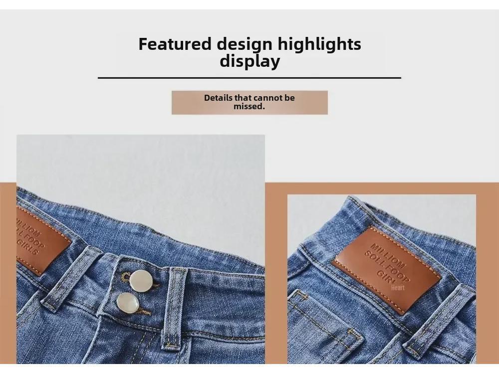 Damen High-Waist Slim Schlagjeans mit Schlitzsaum - Sommer 2024 Trend