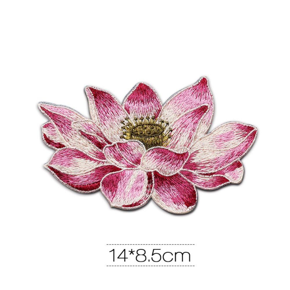

DIY Вышитые нашивки Без клея Вышитые наклейки Новая нашивка с цветком лотоса розовый