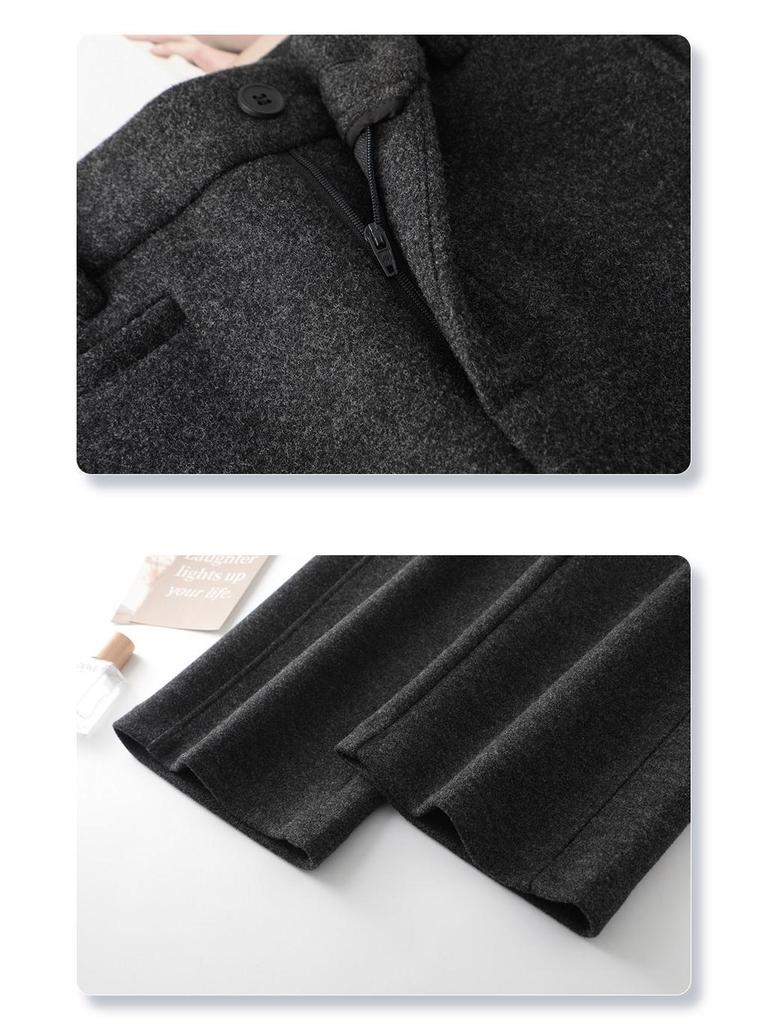2025 Winter High-Waisted Wool Wide-Leg Pants - Women's Slim Fit, Brown, Flattering Straight-Leg with Drape