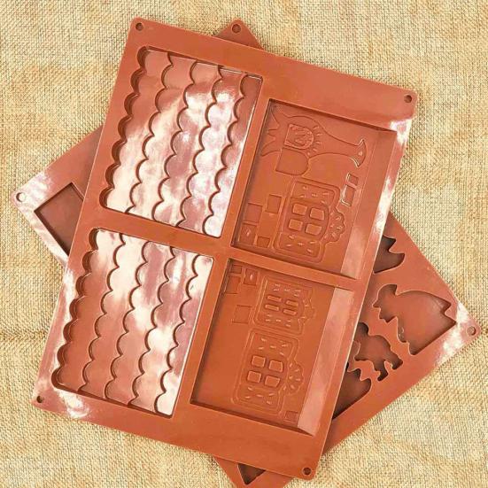 2 stk/sett 3D Julehus Silikon Sjokoladekakeform Form DIY Bakeverktøy