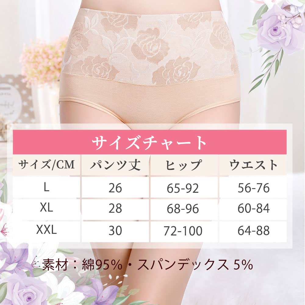 By a Female Underwear for Women In Their and Stretchy [dear Doris] [Supervised Doctor] High-Waisted Panties, 5-Pack, Women's, Cotton, Deep-Drawing,