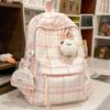 Schultasche Schultasche Mittelschule Mädchen Japanisch ins Retro Karomuster Studenten Einfach und vielseitig Koreanische Version High School Rucksack Damen