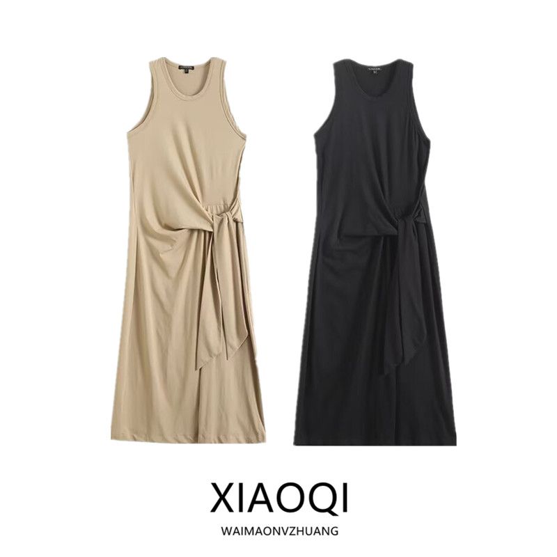 Fashion Style 2024 Summer New Arrival Women's Clothing Dignified Sense of Design Silm Easiest for Match Shoelace Fitted Waist Vest Dress