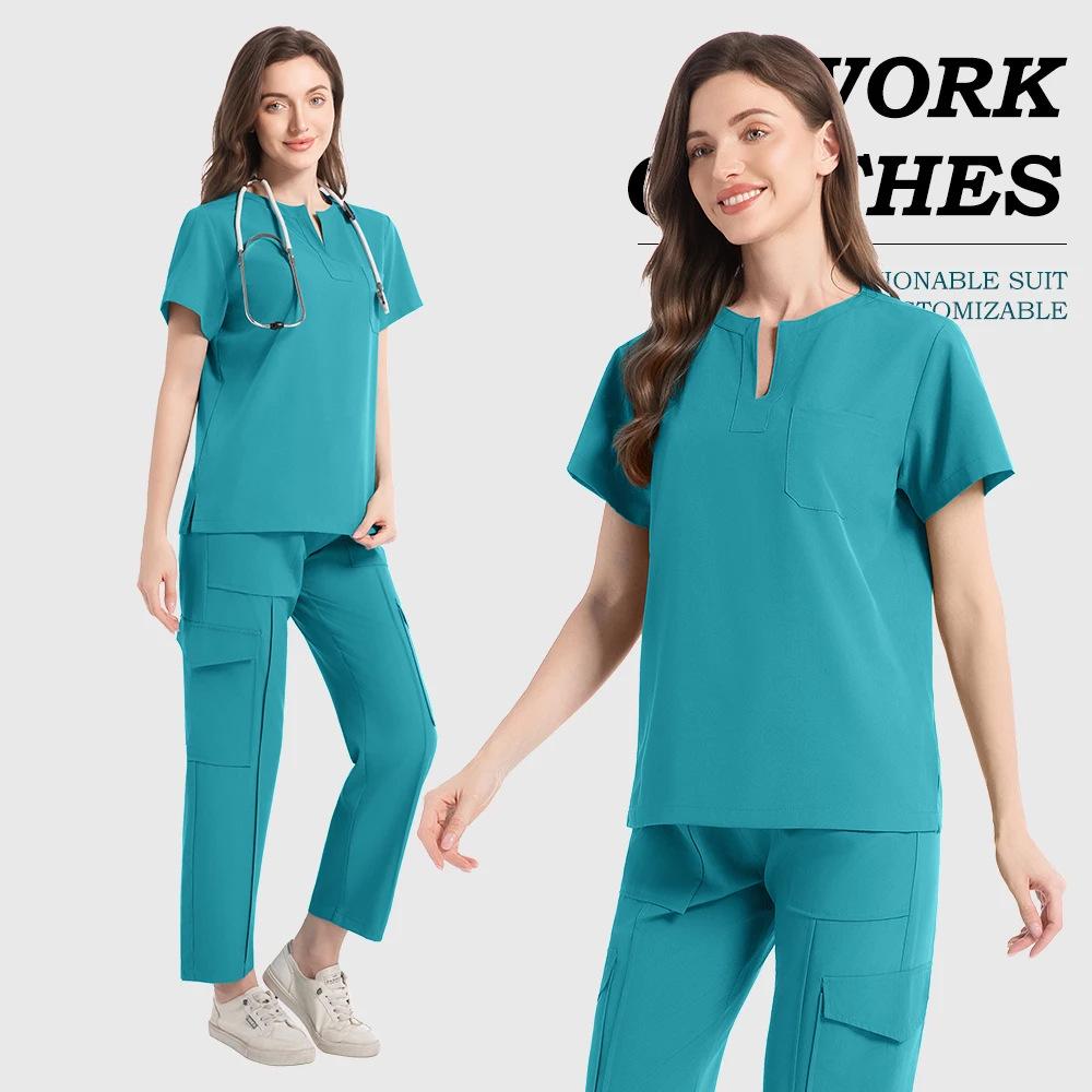 Women's Multi-pocket Medical Scrub Suit - Nurse/Doctor Uniform