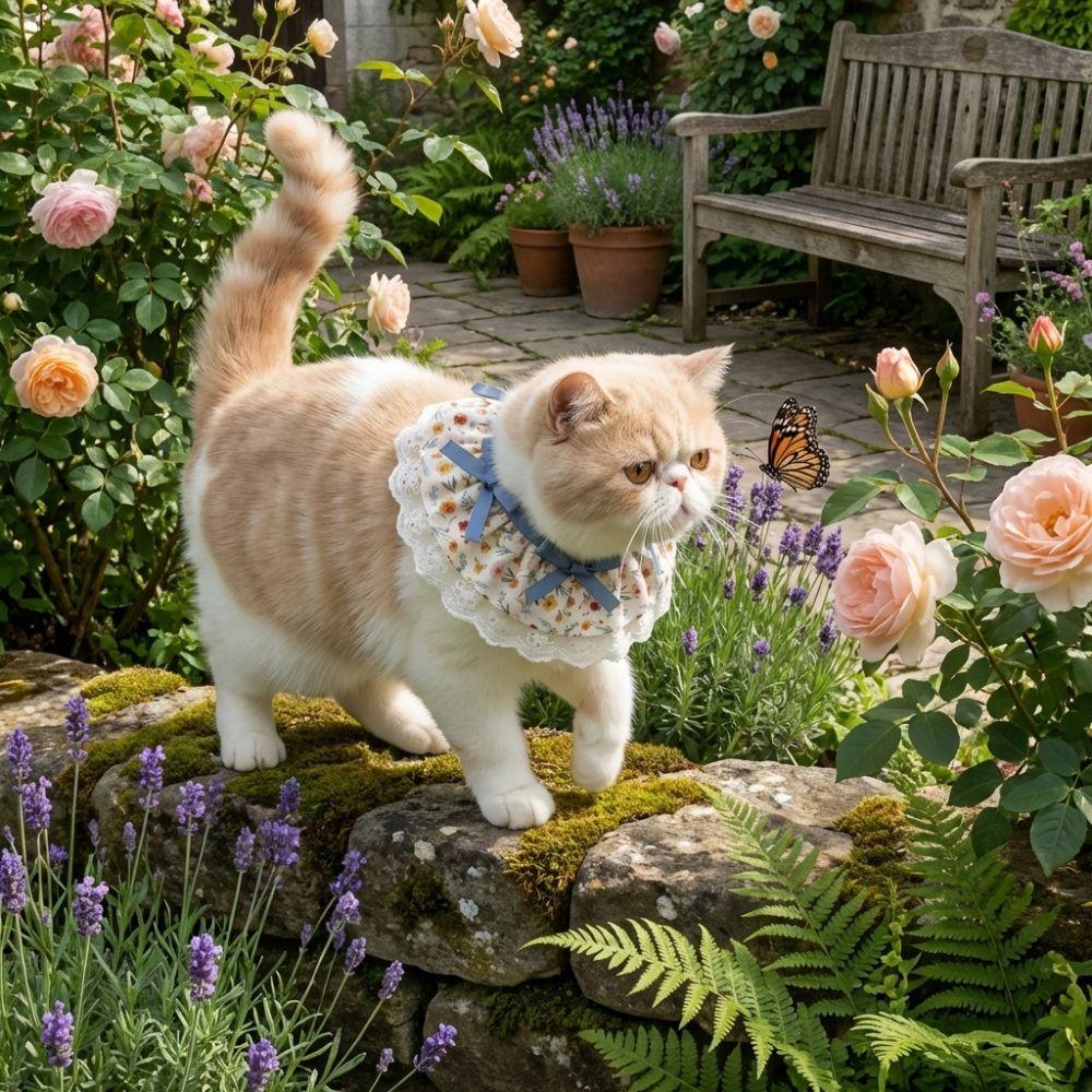 Cartoon Knitted Collar Lace Floral Bows Cat Drool Towel Cute Pet Bib  Daily Use