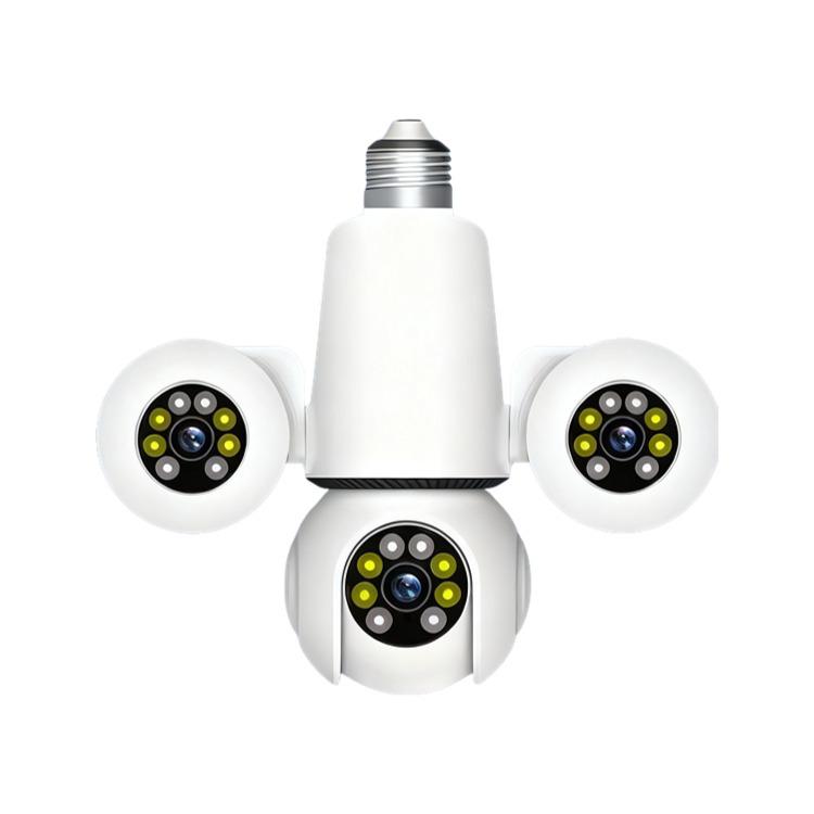 V380 Smart Lamp Holder Camera: Indoor HD 3-Eye Surveillance with Mobile Remote Control.