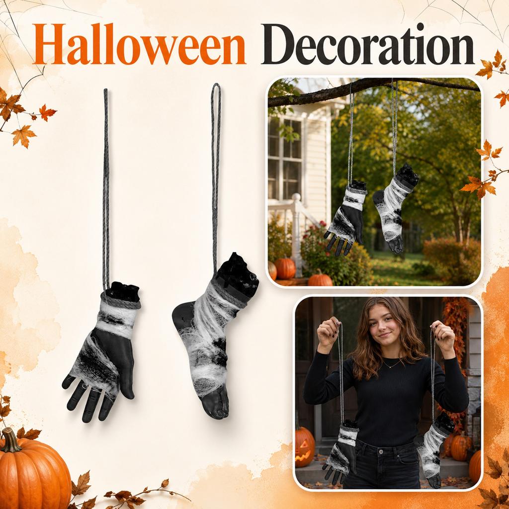 Halloween Scary Rope Hand and Foot Binding Prop with Bloody Wound Wraps for House Room Party Decorations