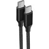 USB-C auf USB-C Kabel Schnellladung 3A für Samsung S25 S24 S23 Ultra S23+ S22+ S22 Plus S21 FE S21 S10 S10e - Geflochtenes Nylon 1M Schwarz