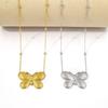 Gold and Silver-Plated Titanium Butterfly Pendant Necklace and Earring Set - Light Luxury Women's Jewelry Clavicle Chain