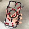 Red Cherry Pattern Magnetic Phone Case For iPhone 11 12 13 14 15 16 16e 17e 17 ProMax Plus Air For Magsafe Wireless Charge Cover