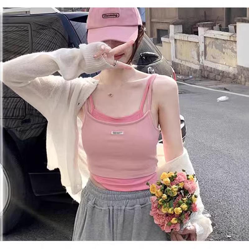 Women's Summer Sweet & Spicy Two-Piece Look Slim-Fit Camisole Vest - Sexy Waist-Cinched Sleeveless Top