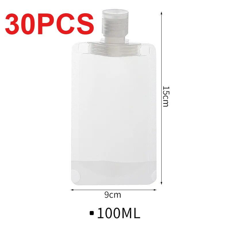 30/50/100ML Thickened Travel Size Refillable Pouch Portable Cosmetic Squeeze Bag for Lotion Shampoo Shower Gel Facial Cleanser