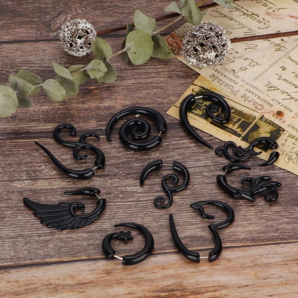 9pcs / Set Acrylic Earrings Punk Style Ear Stud Piercing Jewelry