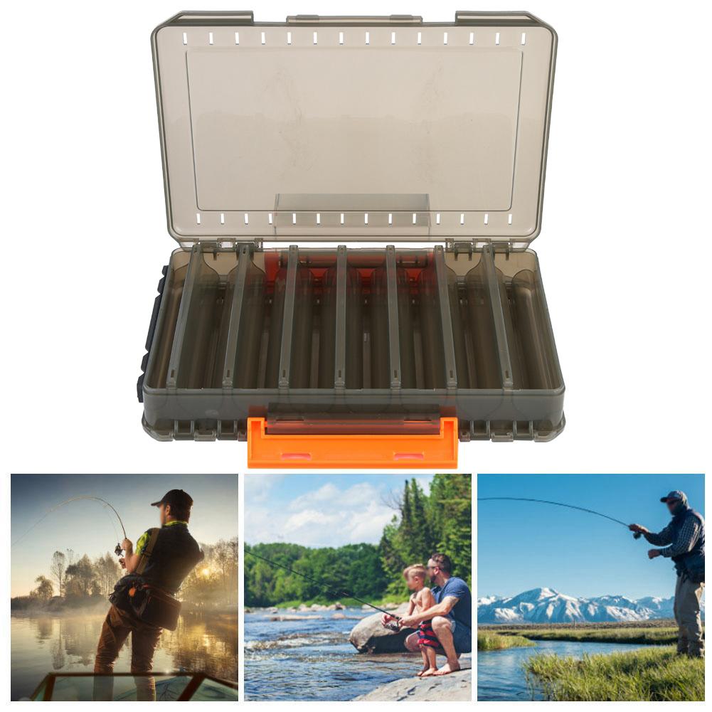 Plastic Double Layer Fishing Tackle Box Bait Lures Compartments Storage Case Fish Accessories