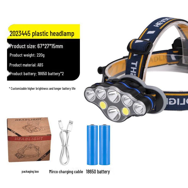 Dual-Light LED Laser Cannon Rechargeable Headlamp - Super Bright, Long Battery Life, Ideal for Night Fishing
