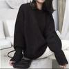 Women's European-Style Loose Wool Sweater, Round Neck, Thick Cashmere Knit, Heavy Solid Color, Three-Strand Base Layer.