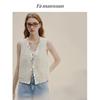 FAMANXUAN French Style Sequin Tweed V-Neck Vest