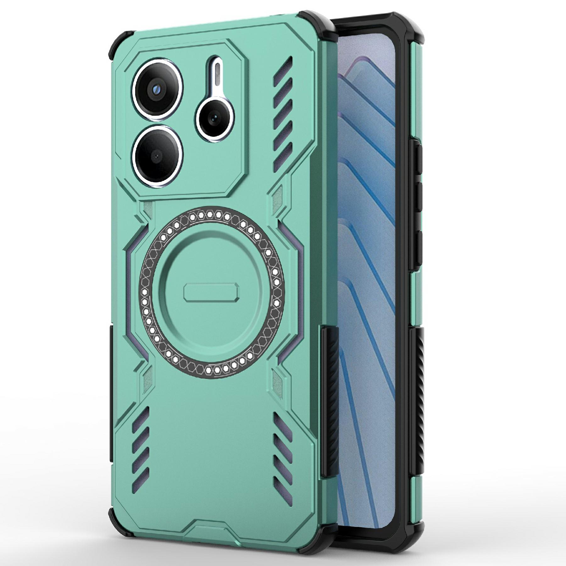 

For Xiaomi Redmi Note 14 5G Magnetic Case Butterfly Armor Hollow Heat Dissipation PC+TPU Phone Cover Purple