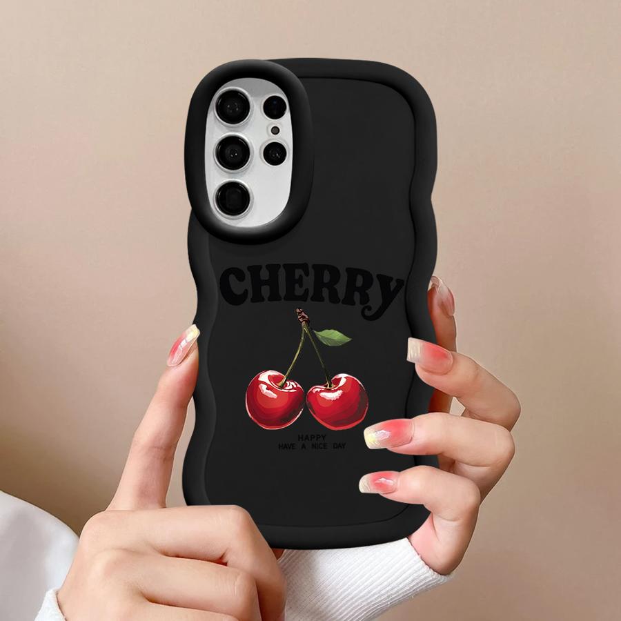 Hülle für Samsung Galaxy S20 FE S22 Ultra A26 S24 S23 Plus S21 A25 S25 Weiche Handyhülle A54 A35 A55 A36 A24 A34 Cartoon Kirsche