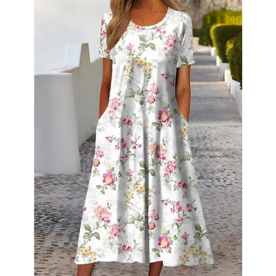 Women's Midi Dress T Shirt Dress Tee Dress Shift Dress Summer Dress Formal Vacation Daily Regular Fit Floral Summer Spring