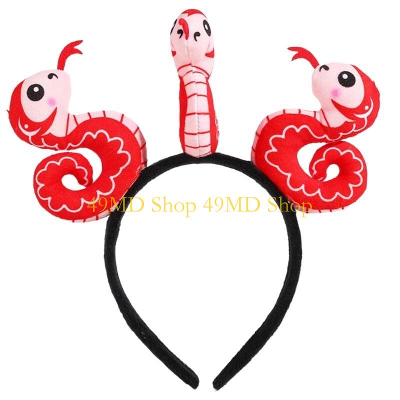 49MD Stylish Mascots Snake Headband for Women and Children Chinese New Year Hairband