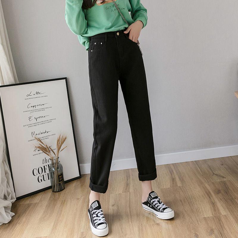 Women's High-Waisted Wide-Leg Jeans - Summer 2020 Korean Chic Straight-Leg Harem Cropped Pants