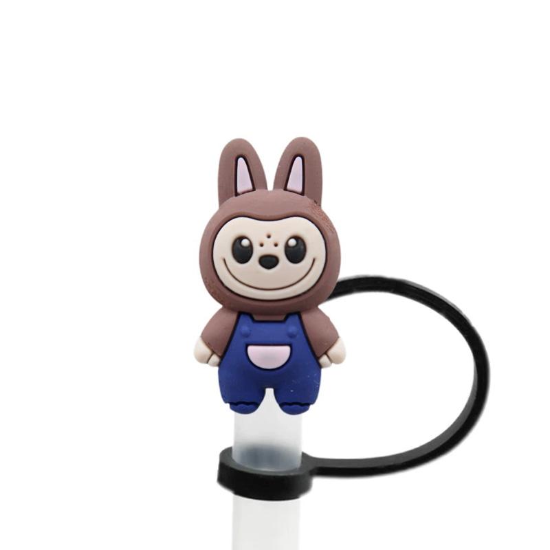 

1 шт. Кукольная соломенная шляпка 8-10 мм Аксессуары для бутылок Милый силиконовый многоразовый чехол для соломинки Пылезащитный 8mm кофейный