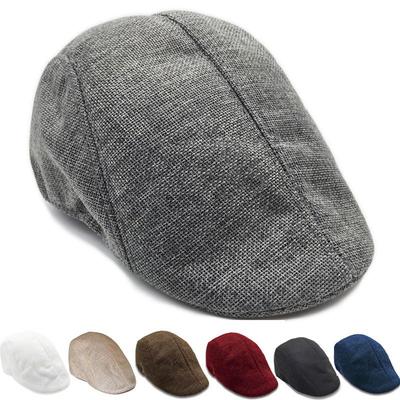 Breathable Spring & Autumn Linen Beret - Unisex Sun Hat, Solid Color, Hollow Design.