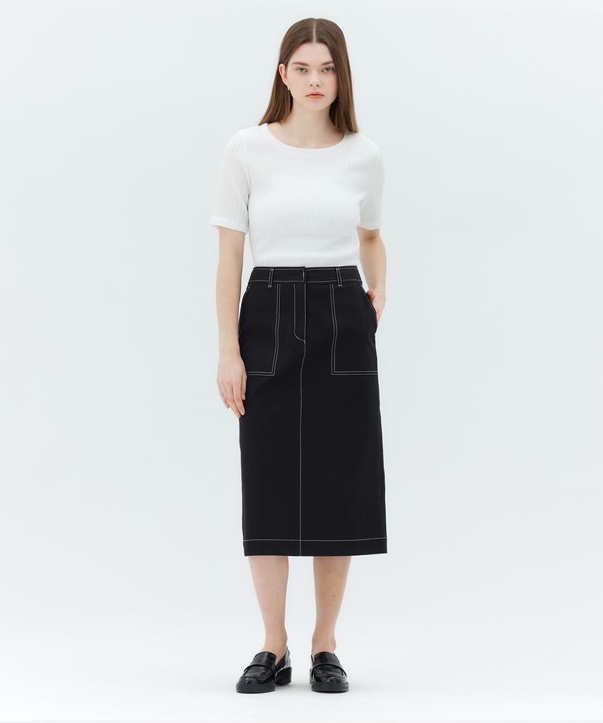 Mind Bridge Woman [W] H-Line Stitch Contrast Skirt - 2Color Mysk3204