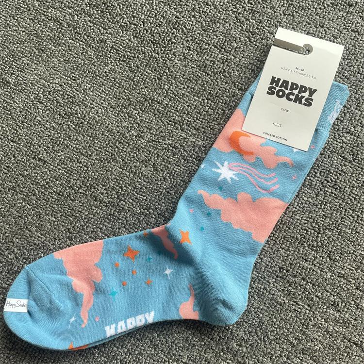 Trendy Swedish Mid-Calf Happy Socks: Women's & Couples' Leg-Shaping Spring/Autumn Style