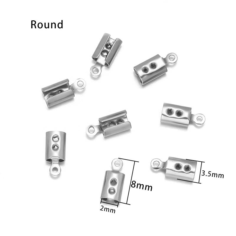 High Quality Stainless Steel Crimp End Beads Caps Leather Cord Clip Tip Fold Crimp Bead Bracelet Connectors For Jewelry Making