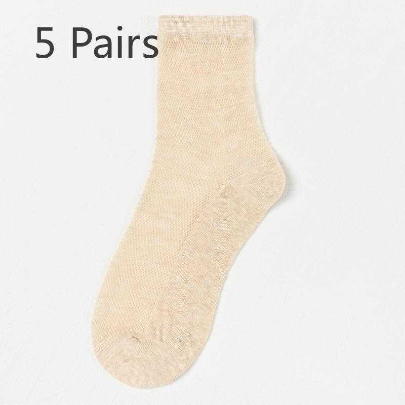 

5 пар женских летних ультратонких сетчатых носков с кондиционером, впитывающих пот, дышащих, однотонных 5 Pairs телесный