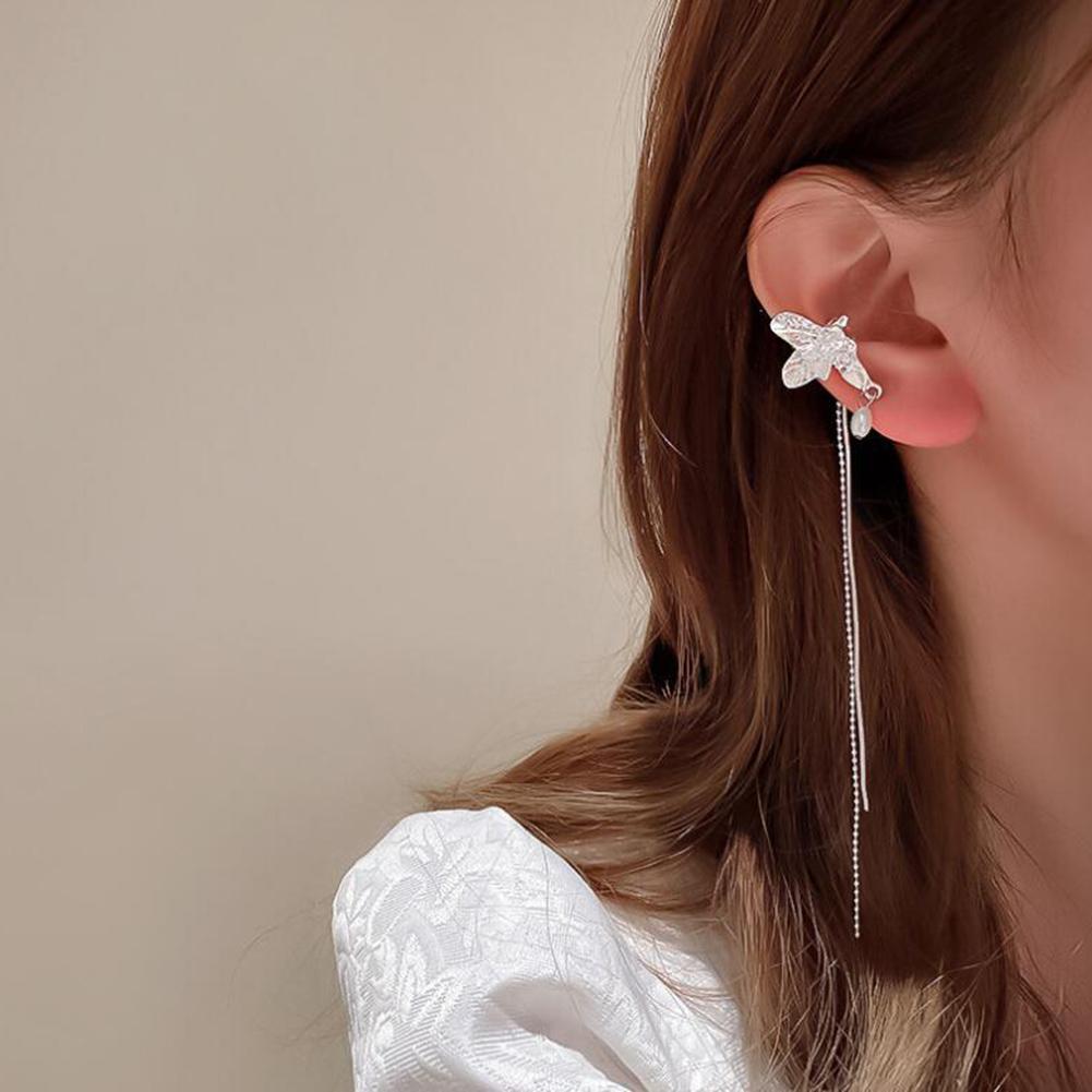 

Модный тренд Серебряная игла Уникальный дизайн Изысканная бабочка Жемчужная кисточка ушная косточка клипса женские ювелирные изделия подарок на вечеринку