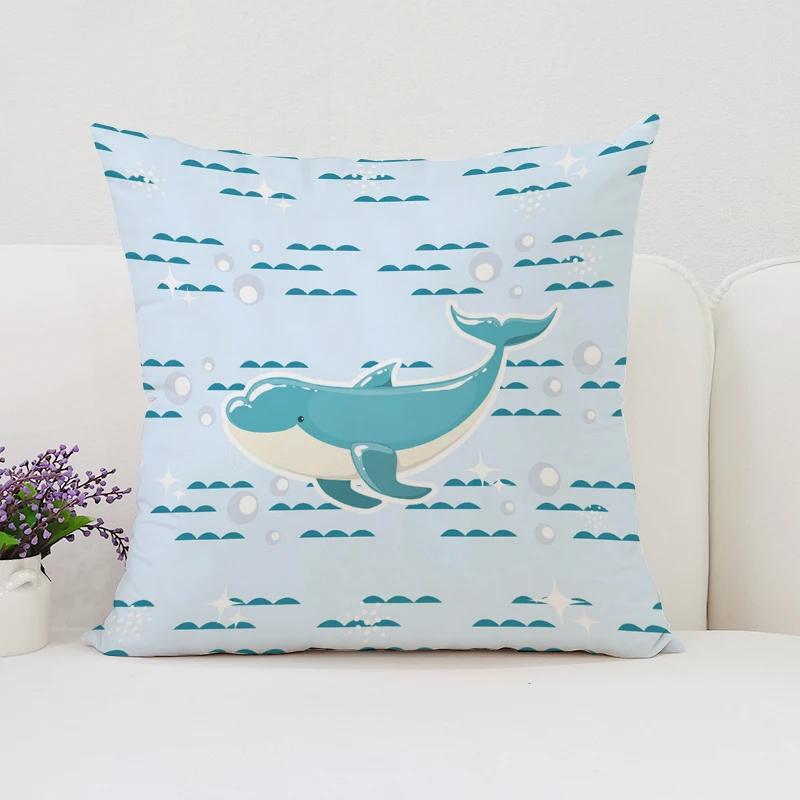 Home Decoration Cute Dolphin Decorative Pillowcase 40x40 Aesthetic Room Decoration Cover for Pillow Cases 45x45 Cushion Cover