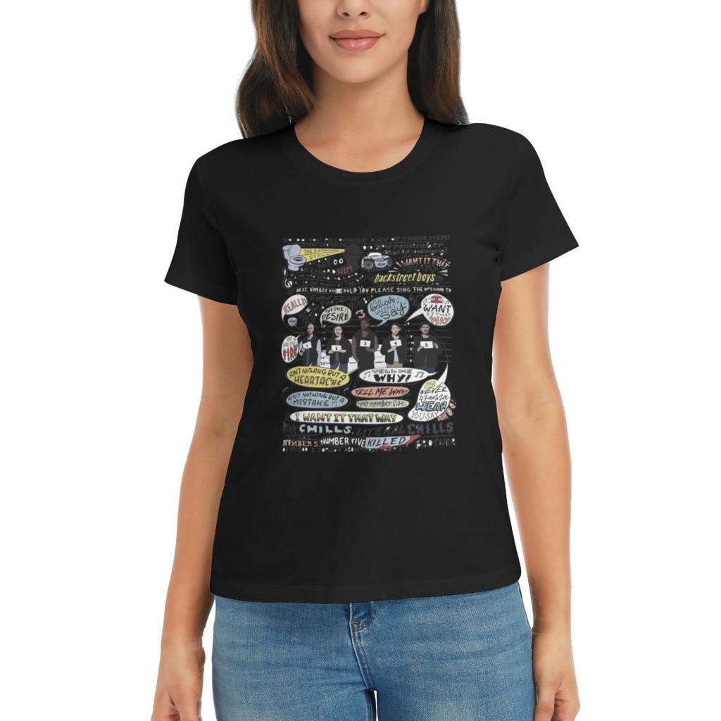 Damen T-Shirt I Want It That Way B99 Coloriert Sommer Kurzarm T-Shirts Rundhals Baumwoll T-Shirts Kleidung Oberteile Streetwear