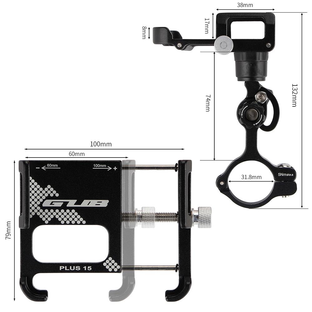 Aluminium Fiets Telefoonhouder 360 Graden Draaibaar Verstelbaar Anti-Slip Fietsen Fiets Stuur Telefoon