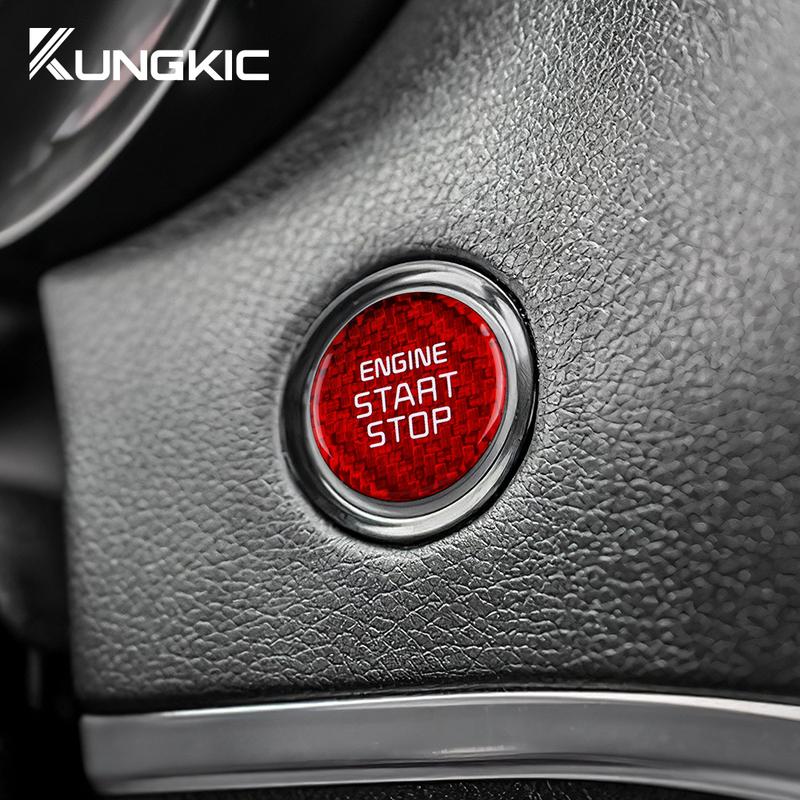 Real Hard Carbon Fiber Sticker For Kia Stinger 2019 2020 2021 2022 2023 Car Start Engine Stop Button Cover Interior Trim