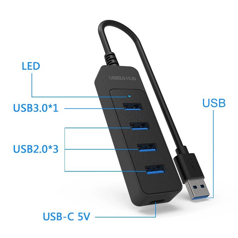USB 30 Type C Hub 20 Power Adapter 4 Port Multi Splitter Expander High Speed For Computer Accessories Multiple USB Hub