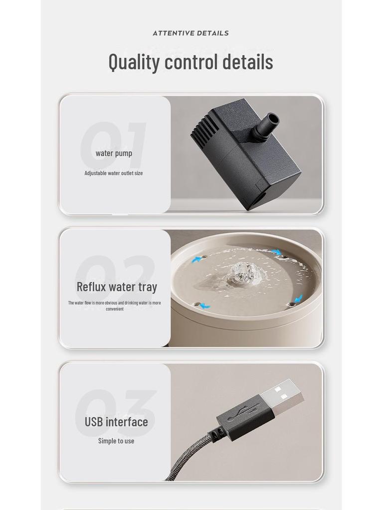 Keramisk kattevannfontene med lydløst sirkulasjonsfilter