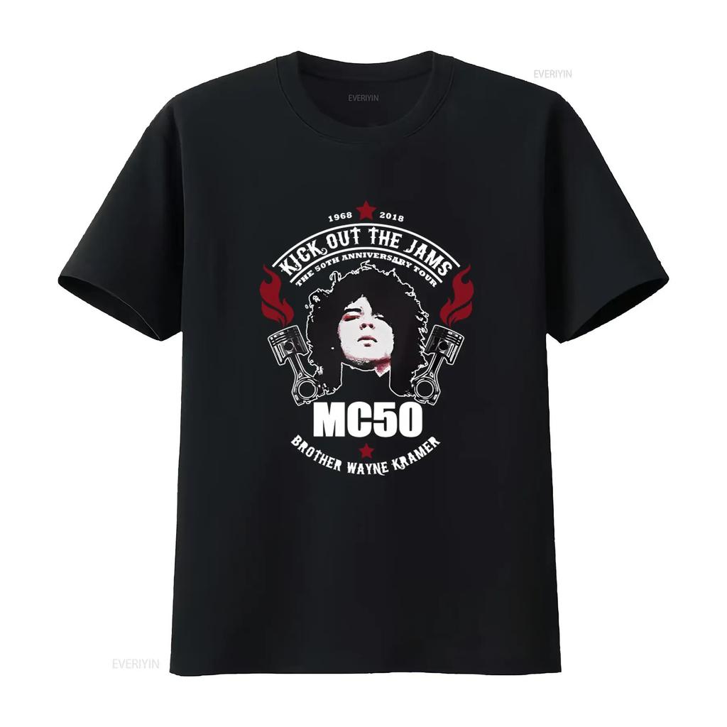 Baumwoll-T-Shirt MC5 Kick Out The Jams 50. Jubiläumstour-Design mit Kolben- und Sternmotiven
