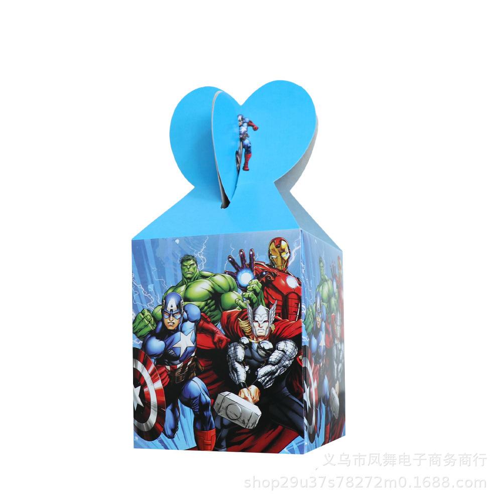 Cartoon Avengers Theme Children'S Birthday Party Ornaments Invitation Cami Flower Box Paper Hat Paper Towel Flag