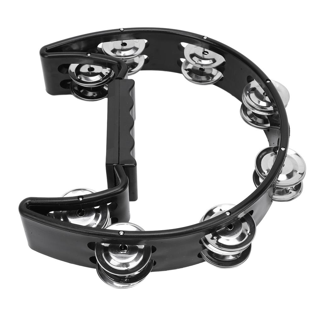Tambourine Jingle Black Cat Shape Non Slip Handle Half Moon Handheld Tambourine for Party