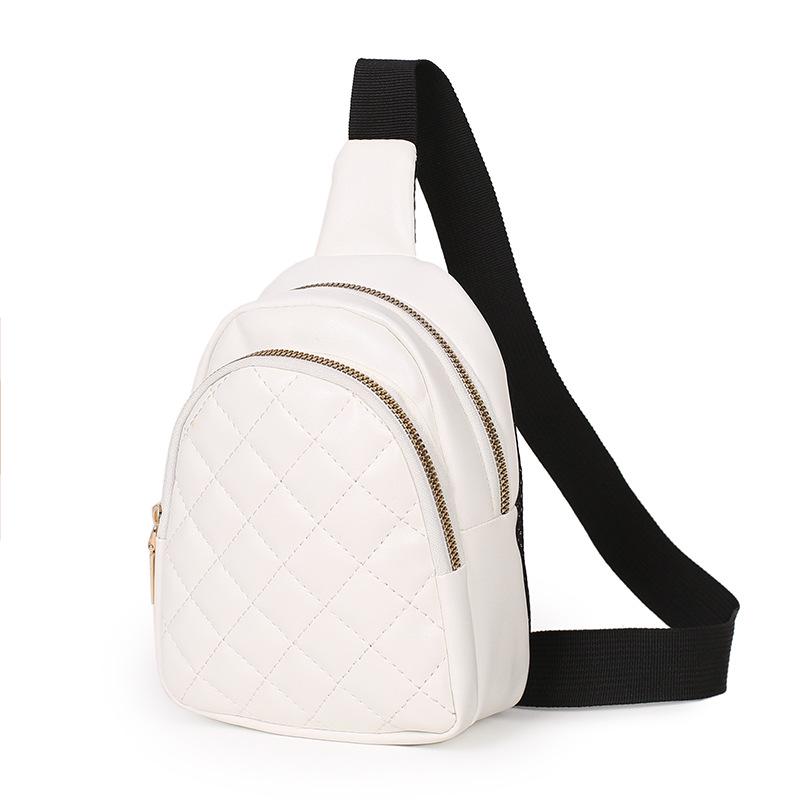 2026 Women's Textured PU Chest Bag: Fashion Diamond Lattice with Wide Shoulder Strap for Casual Wear