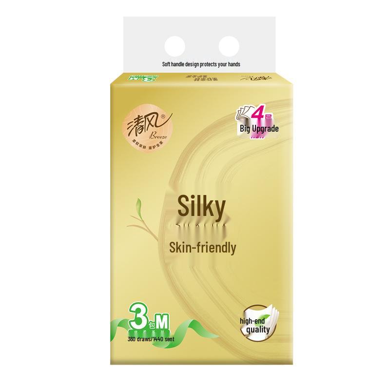 Qingfeng Gold Edition Facial Tissues: M Size, 120 Thickened Sheets, Household Napkins, Toilet Paper, Large Value Pack