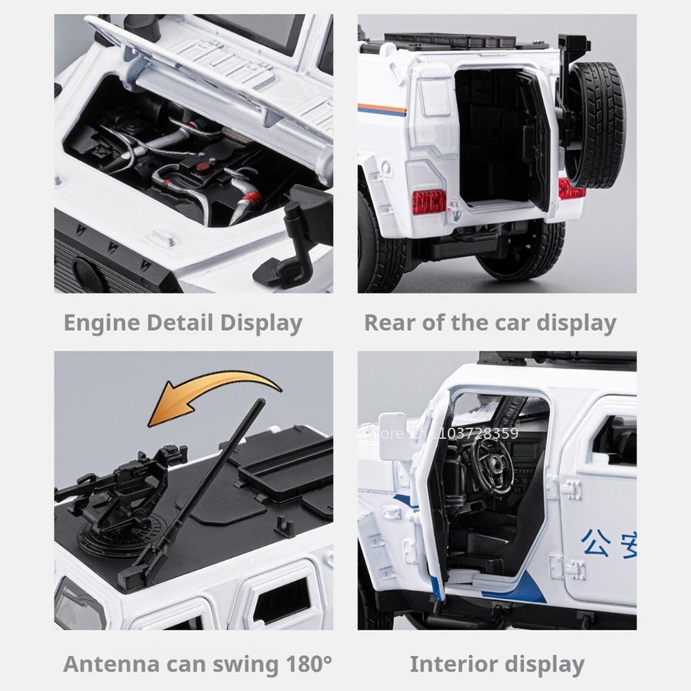 1:32 DongFeng MengShi Pantserwagen Model Speelgoed Metaal Diecast Off-road Voertuig Deuren Openen Pull Back Geluid Licht Decoratie Modellen