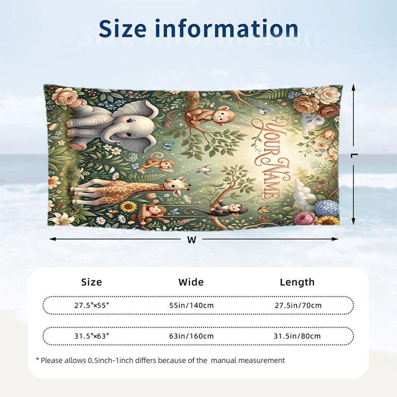Adventure Journey Theme Beach Towel Personalized Custom Name & Text Soft Quick Dry Beach Towel for Swimming Travel