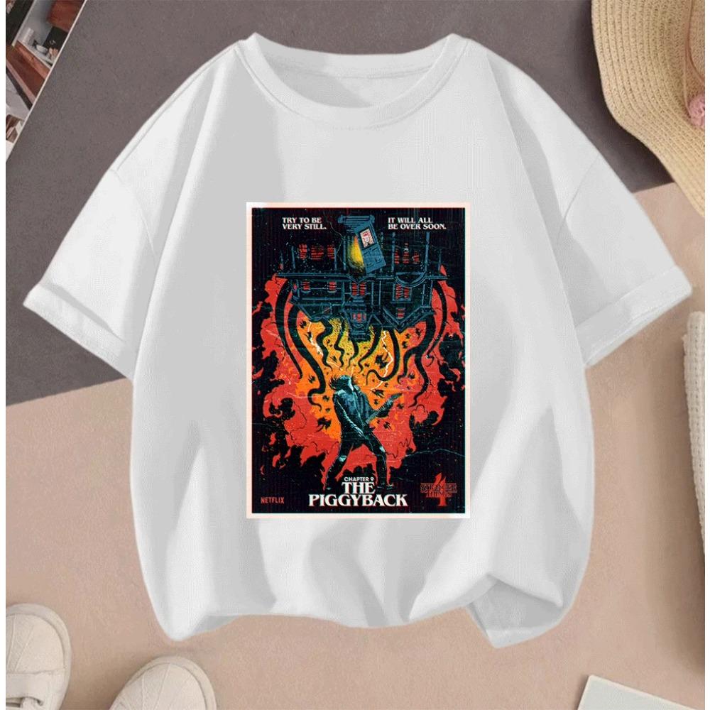 Hot Sale 2026 Stranger Things 2D Printed Casual Summer Short Sleeve T Shirt For Teenagers Kids Boys