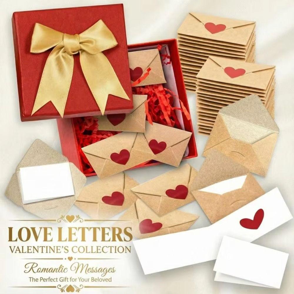 30/60Pcs Blank Mini Cards Love Letters Envelope Set Love Notes Kit  Valentine's Day
