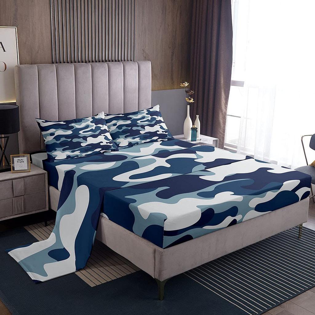 Camouflage Personalized Pattern Bed Hat Four-piece Bedding Set Bedroom Dormitory Bedding Decoration