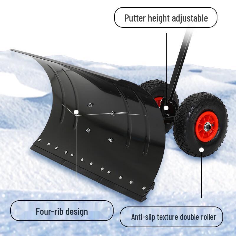 Manganese Steel Wheeled Snow Shovel & Ice Pusher